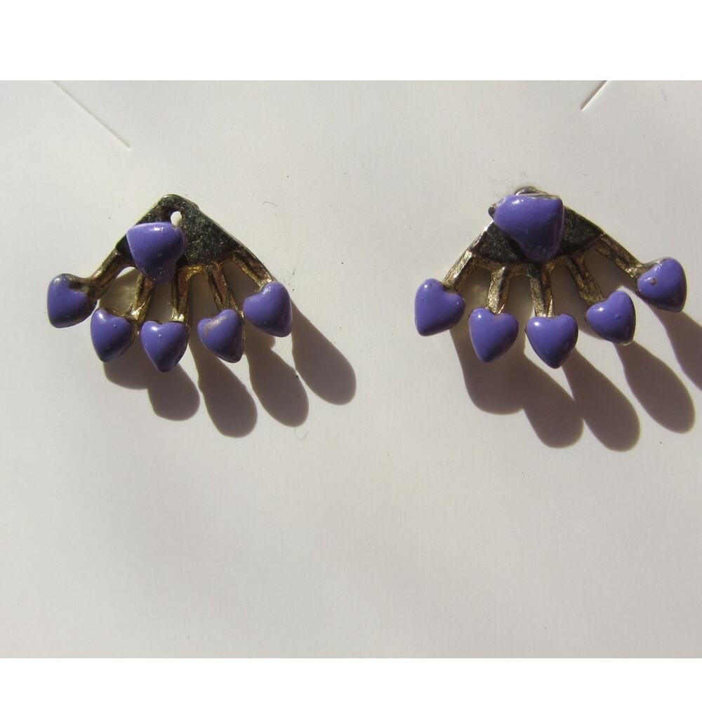💜 Purple Enamel Heart Shaped Earrings & Jackets